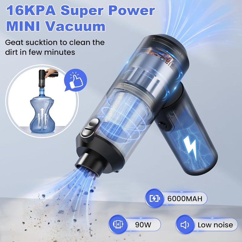 JYNSROU Car Vacuum Portable Cordless with 16000PA Ultra Suction 4-in-1 Foldable ​Air Duster & Brushless Motor Rechargeable Handheld Vacuum for Pet Hair, Car Seats, Home & Office Cleaning - Image 2